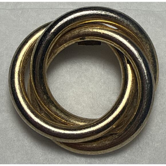 Vintage Gold Tone Layered Rings Brooch PB146 - Picture 1 of 2